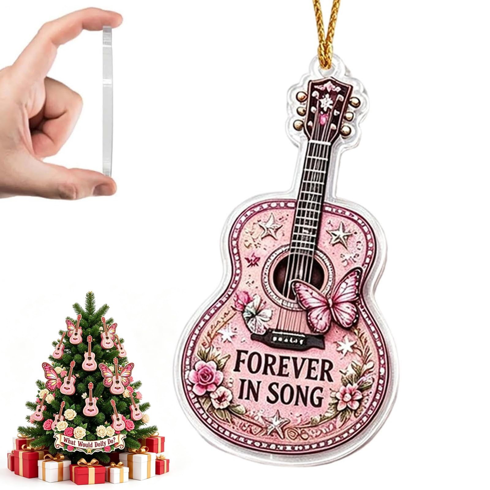 Dolly Parton 2026 Acrylic Pink Christmas Ornament, Dolly Memorial Gift