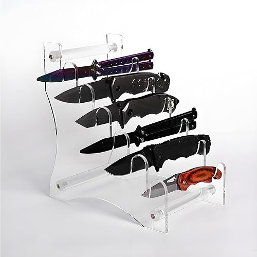 Vista 7 de WANLIAN Soporte para cuchillos, soporte de exhibición de cuchillos, vitrina de cuchillos, soporte de exhibición de cuchillos coleccionables, soporte