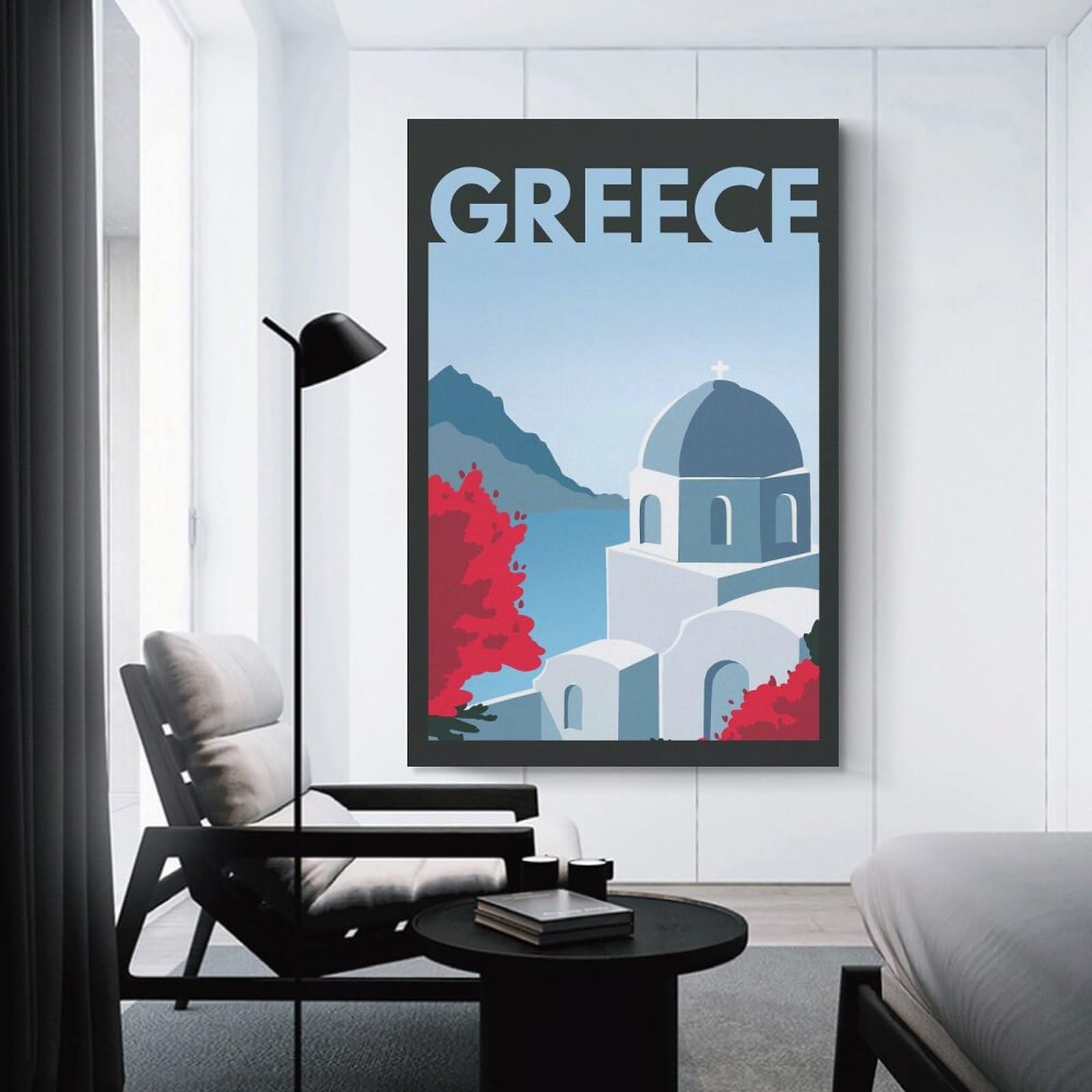 Junmoney Canvas Wall Decor Greece Travel (5), 20x30inch(50x75cm), for Bedroom, Guest Room Or Reading Nook, Decorative Wall Art for Cosy Rooms