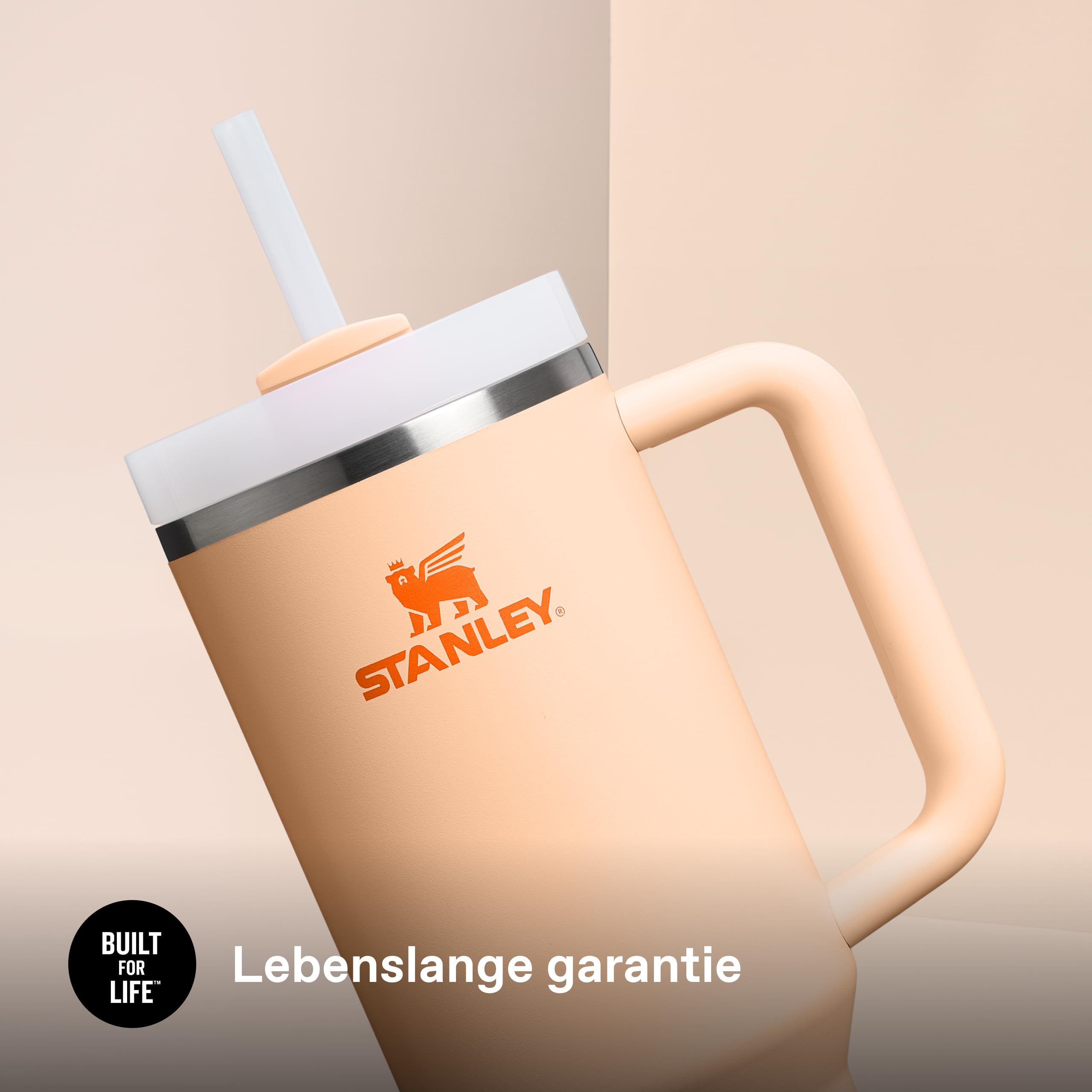 STANLEY 1913 Quencher H2.0 FlowState Trinkbecher 1.2L - Orange Sherbet | Kühlt 11 Std. - 48 Std. eisgekühlt - Mit Strohhalm, Griff und Deckel - Spülmaschinenfest - BPA-frei