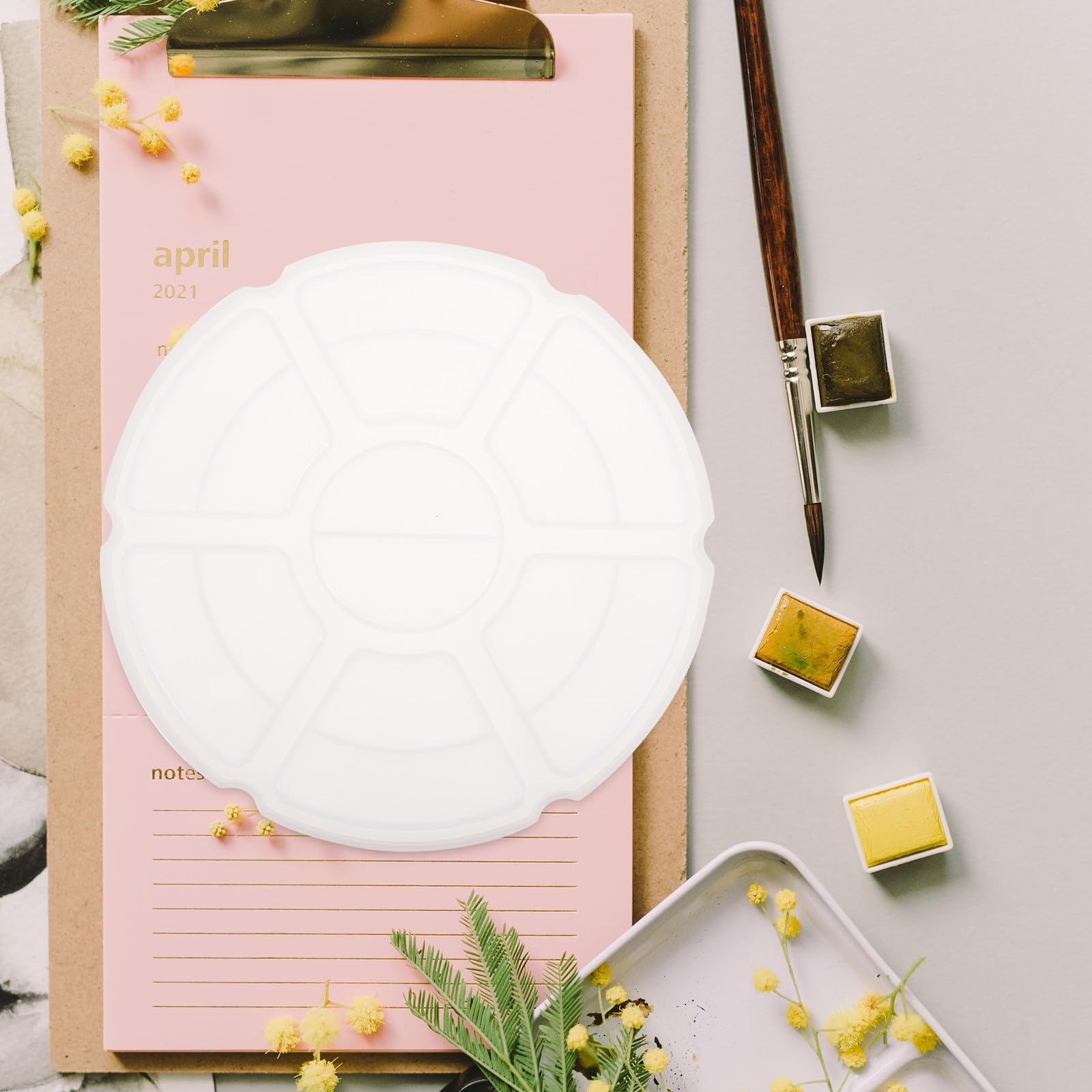 Abaodam 6 Pezzi Stampo in Silicone Bianco per Vassoio 7 Scomparti per Pittura e Trucco, Flessibile e Leggero, per Progetti DIY e Pittura Creativa