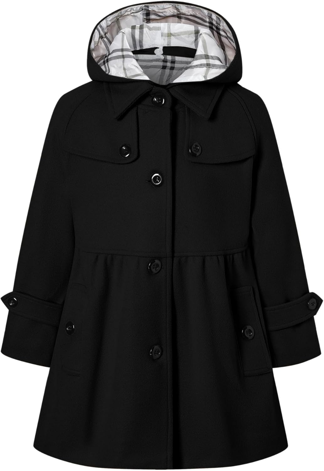 Betusline Girls' Dress Coat, Kids Hoodie Wool Blend Coats Fall Winter Outerwear Peacoat,2-14 Years