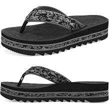 صنادل ONCAI Flip Flops للنساء، صنادل ذات منصة مطبوعة عصرية للنساء مع وسادة سجادة يوغا لدعم القوس، نعل مطاطي سميك غير قابل للانزلاق خفيف الوزن للصيف والشاطئ في الهواء الطلق مقاس الولايات المتحدة 5-11