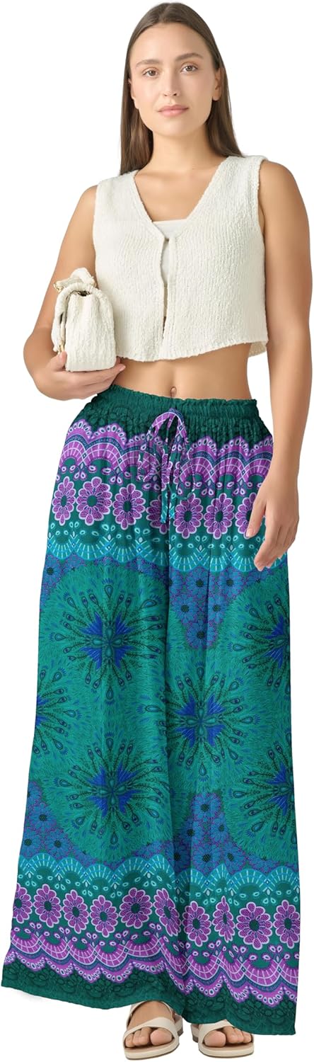 Joob Joob Palazzo Pants for Women - Wide Leg Flowy Plus Size Dress Pants - Elastic Stretch Waist Womens Trousers with Pockets - Image 7