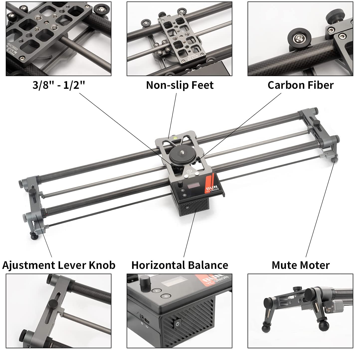 Kamera Slider 120CM Motorisiert - Kohlefaser Schieberegler für Video, Kompatibel mit Zhiyun Vollserie und DJI Ronin RS 2/RS 3 Pro Stabilisatoren