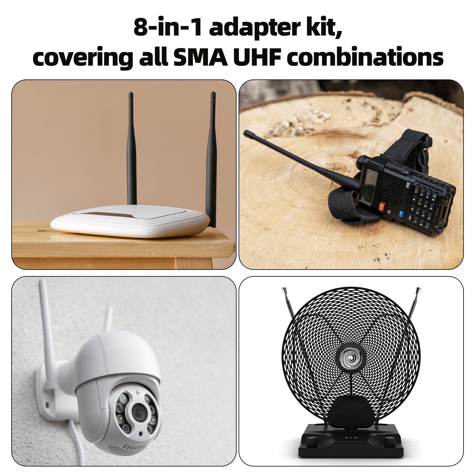 Profesjonalny SMA do BNC Adapter Zestaw, 12szt 50 Ohm RF Współosiowe Złącze Miedź & Stop Kompletny Męski/Żeński Komplet dla Krótkofalówka Antena Router Oscyloskop CCTV Sprzęt Testowy