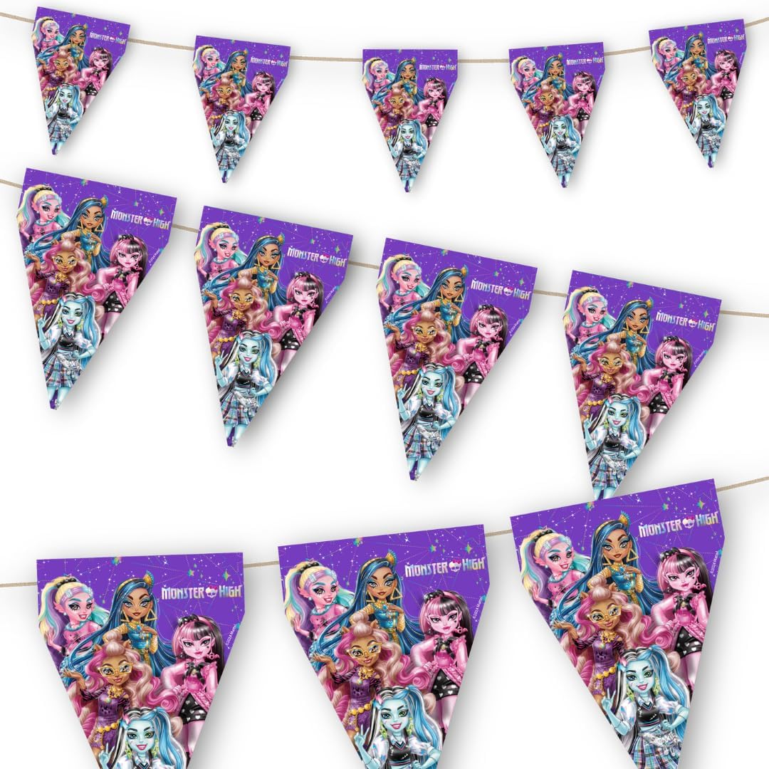 BANDERIN Moster High Bunting for Children, Birthday Party Decorations, Children's Birthday Decoration, Party Supplies, Celebration and Anniversary, 1 Pack, 3 M