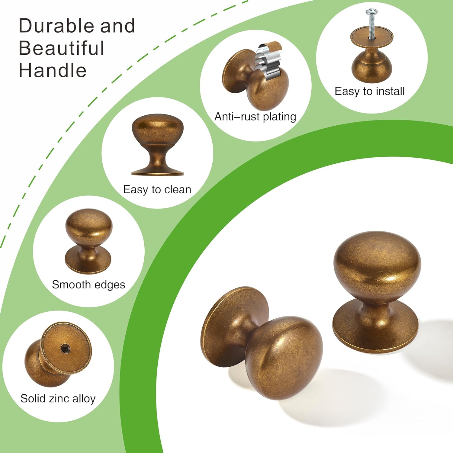 TUNNY 10 Pack Cabinet Knobs-Antique Brass Cabinet Pulls for Dresser Knobs Drawer Knobs and Pulls for Kitchen Bathroom Cupboard Drawer Pulls