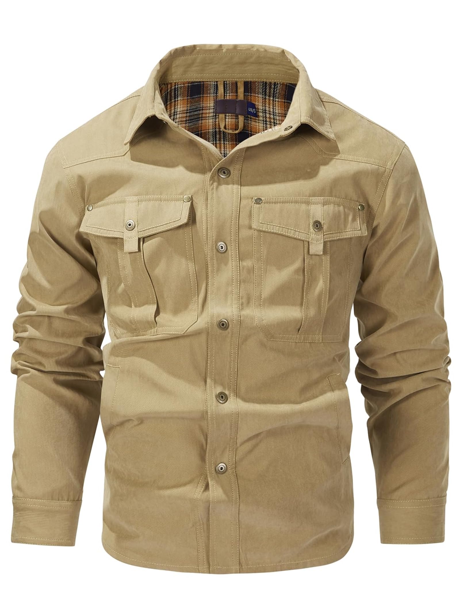 Camicia da uomo foderata in flanella, stile vintage, con bottoni a pressione, stile western, camicia da uomo, camicia slim fit in flanella