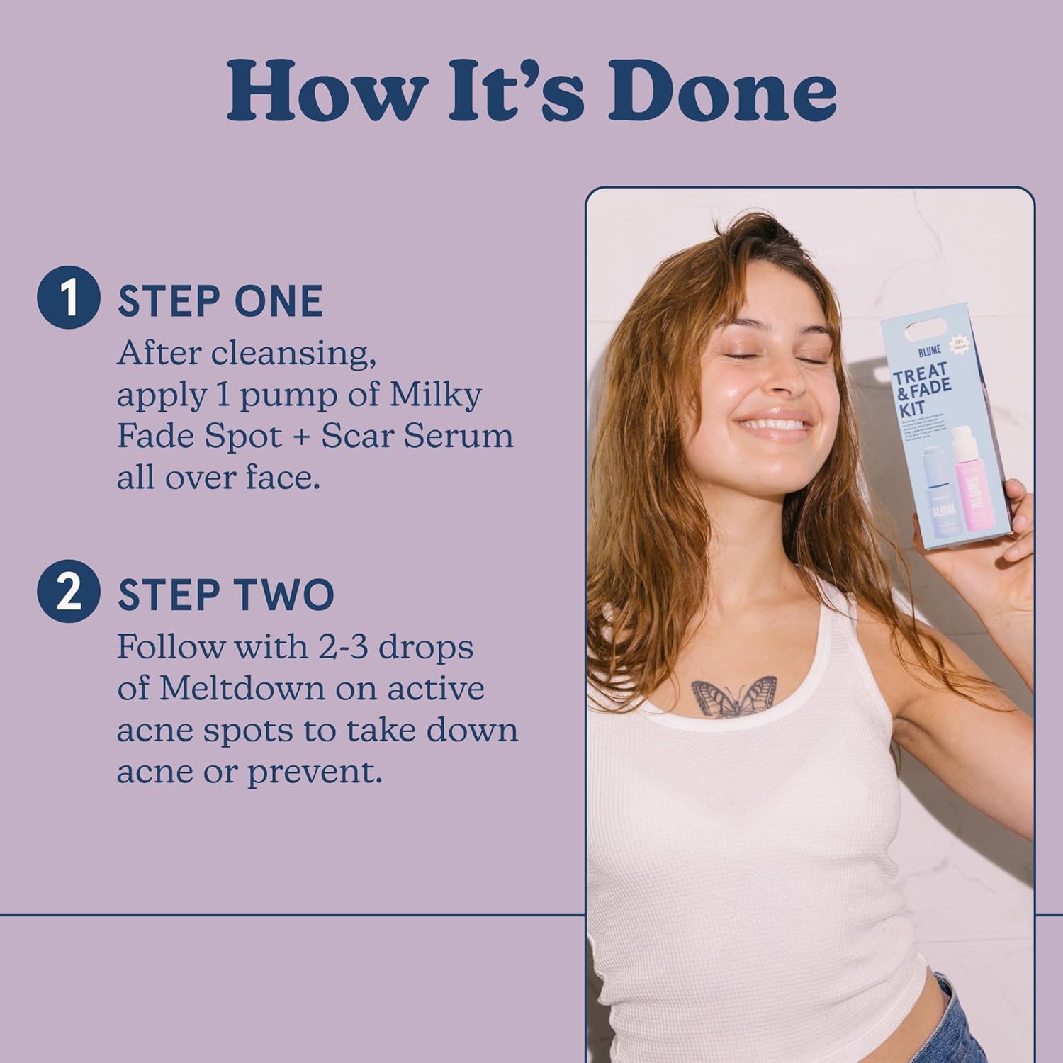 Blume Treat & Fade Acne Skin Care Set - 2-Step Acne Scar Treatment & Dark Spots Face Care - Meltdown Face Oil & Milky Fade Vitamin C Serum - Helps Brighten Complexion & Repair Barrier (2 Count) - Image 4