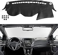 SecosAutoparts Black Line Leather Dash Cover Mat for Hyundai Sonata 2011-2014 - UV Protection, Anti-Glare Safety Protector