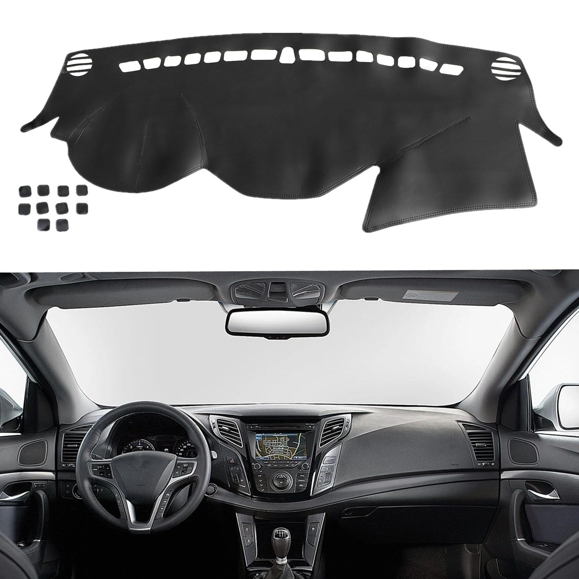 Amazon.com: SecosAutoparts Black line Leather Dashboard Dash Cover ...