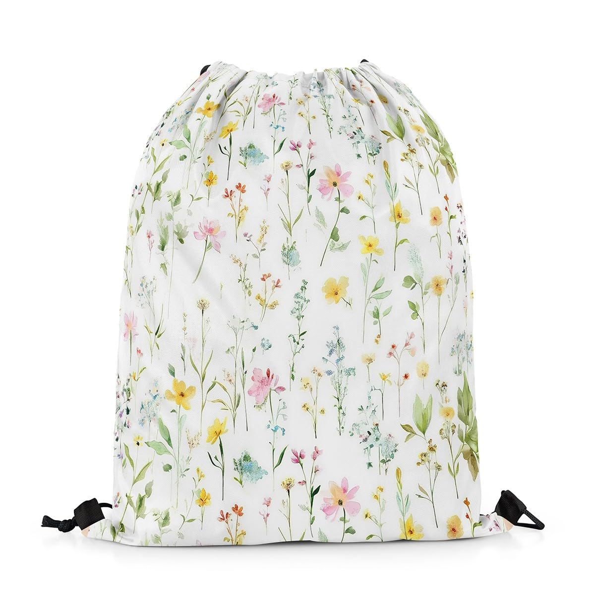Homewish Groovy Flower Drawstring Backpack 33 x 40 cm for Sport Gym Swim Yoga Camping,Watercolor Wild Flower Drawstring Bags,Color Wildlife Draw String Back Bag,Garden Floral String Backpack — image 1