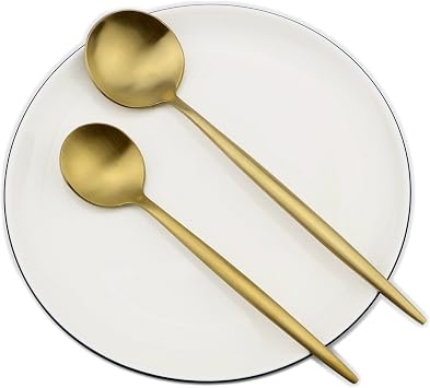 20-Pieces Gold 18/10 Stainles Steel Flatware Set, Knife Fork Spoon Silverware Set, Dinnerware Set Service for 4, Matte Finish, Dishwasher Safe