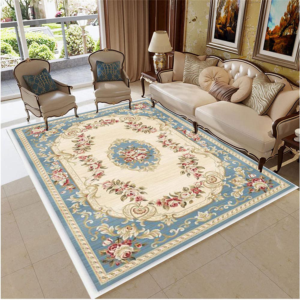 Moquette chambre au motif d'impression nationale bleu jaune 160X230cm