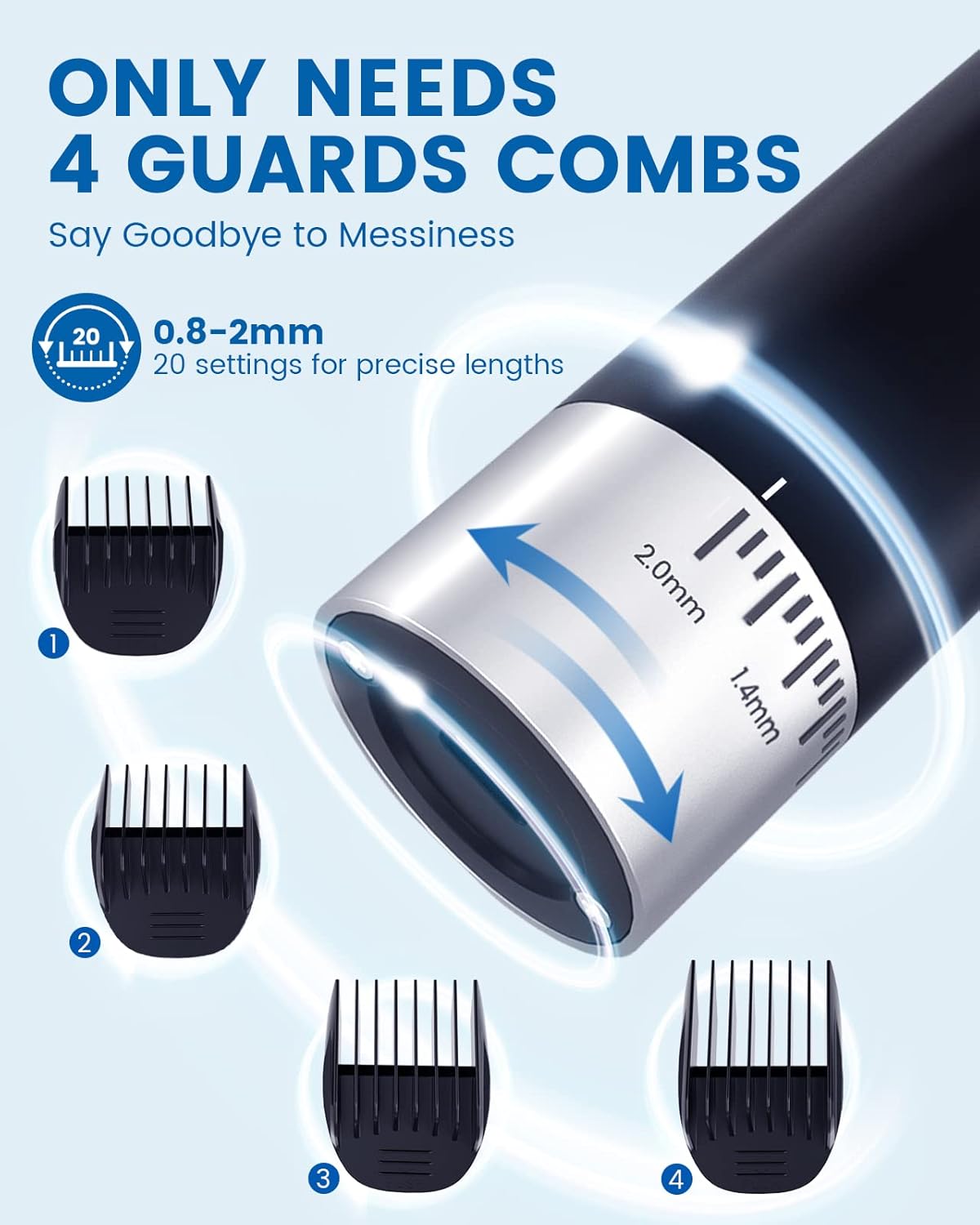 SUPRENT Hair Clippers adjustable length dial and guide combs