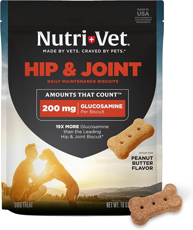 Hip & Joint Dog Biscuits, Dog Treats, 200mg Glucosamine, 16oz | Joint Supplement for Dogs, Hip & Joint Support, Functional Treats, Small Dog Biscuits, Peanut Butter Flavor, Mobility Support