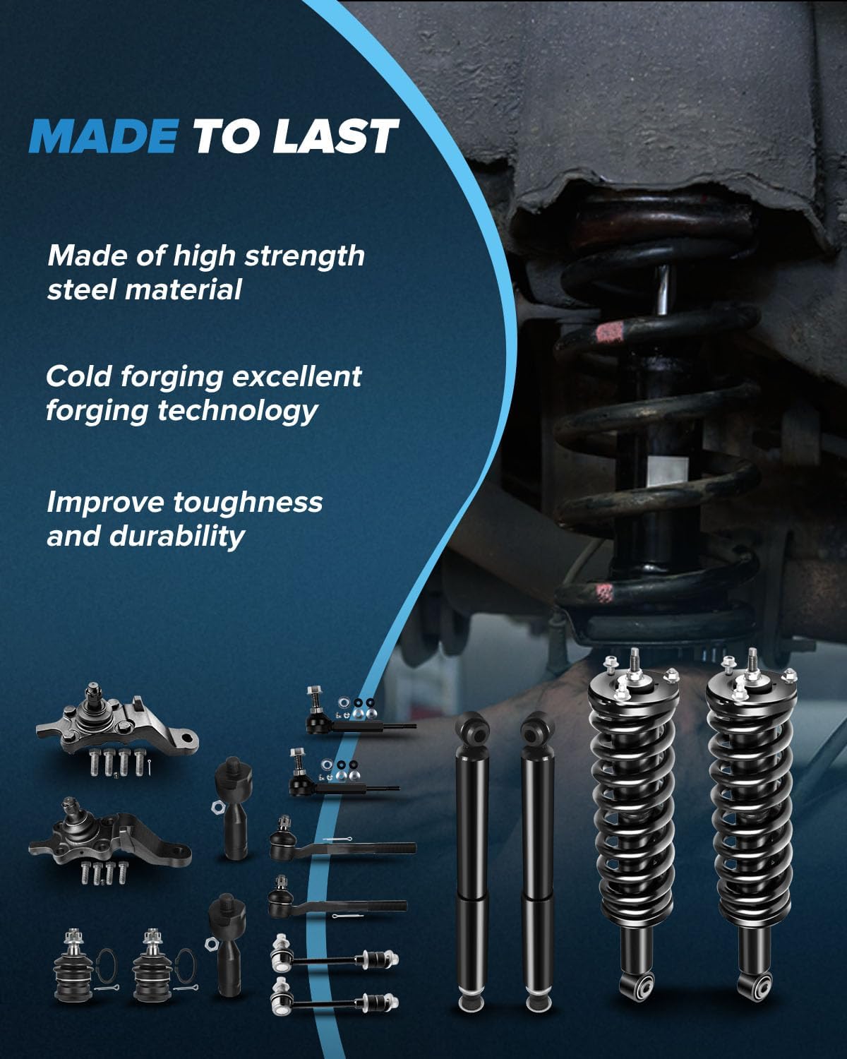 Struts Shock suspension kit for 1996 1997 1998 1999 2000 2001 2002 for Toyota 4Runner Front Strut Spring Assembly Rear shock absorber Tie Rod End Ball Joint Stabilizer Bar Link 14 Pcs, 171351