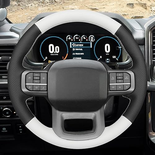 Miniatura 93 de MEWANT Hand Stitched Car Steering Wheel Wrap Cover for Ford F-150 2021-2023 / F-150 Lightning 2022-2023 Steering Wheel Accessories