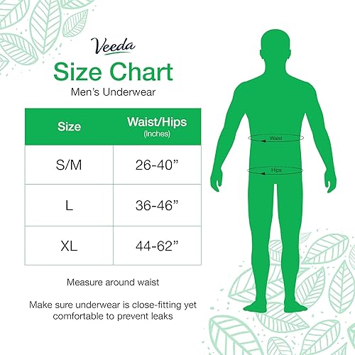 Miniatura 9 de Veeda Ropa interior natural para incontinencia para hombres, máxima absorción para protección contra fugas de vejiga, tamaño pequeñomediano, 14
