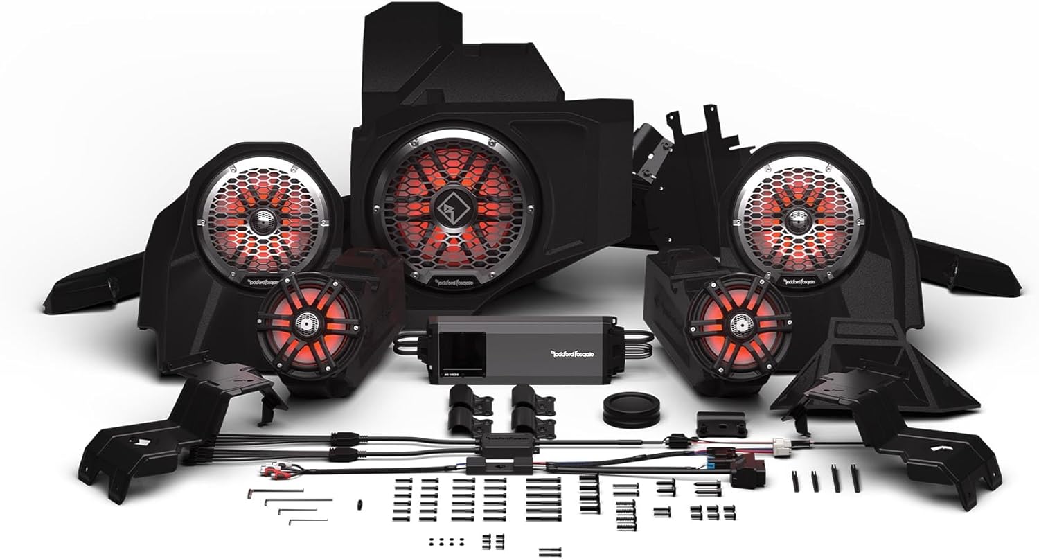 Rockford Fosgate RZR24RCXP-STG6 Pmx-3, 1500w, Color Optix Front Speakers, Color Optix Sub & Color Optix Rear Horn Speakers Kit Compatible with Select '24 & up RZR Models with Ride Control