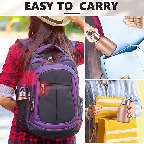 Miniatura 7 de Mini botella de agua aislada al vacío de acero inoxidable para bebidas calientes y frías, taza de café de viaje 10.2 oz 10.1 fl oz (dorado)