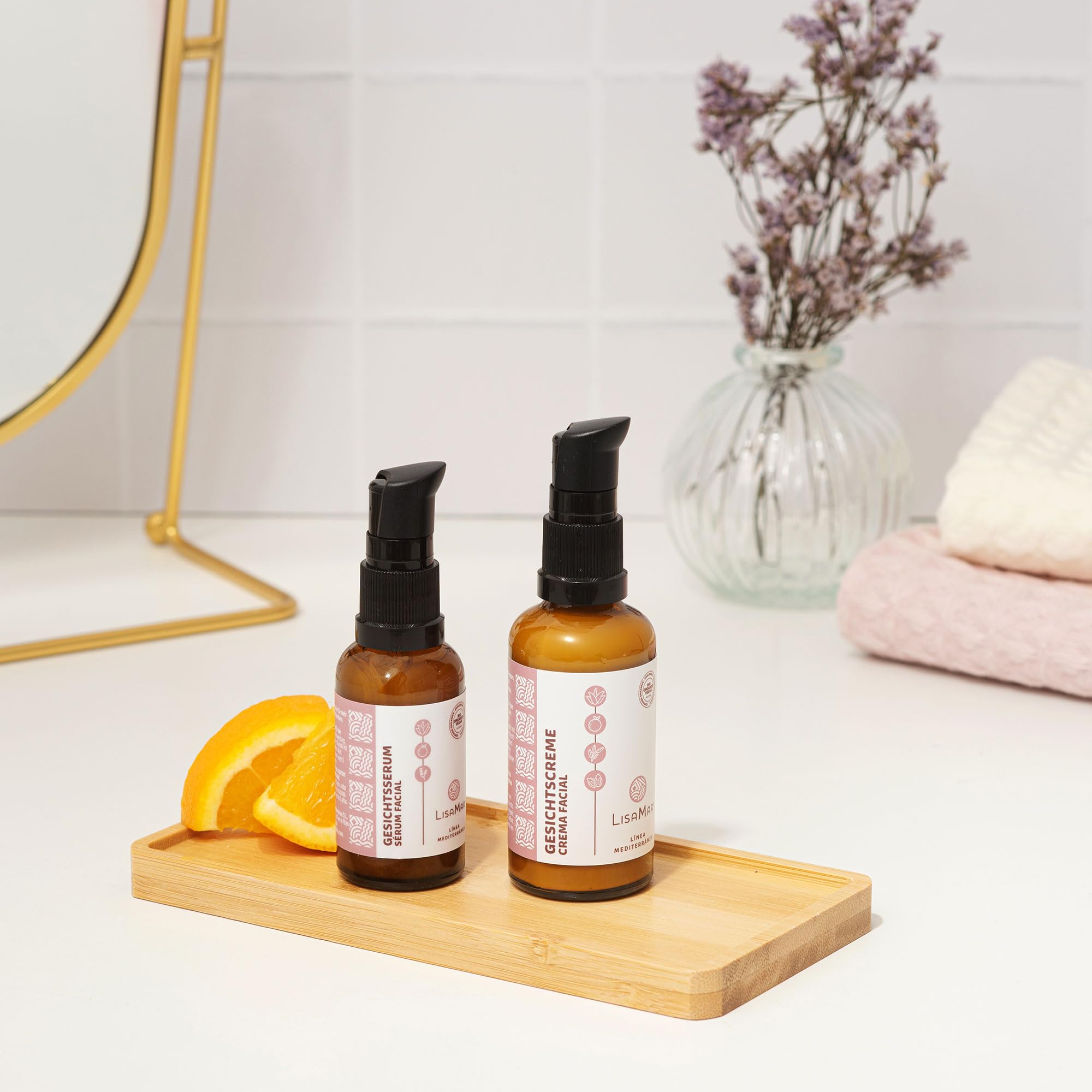 LisaMar® Gesichtscreme & Serum Set – Anti-Aging Pflege für strahlende Haut – Hyaluron & Aloe Vera – Natürlich, Bio & vegan – Feuchtigkeitspflege für das Gesicht.