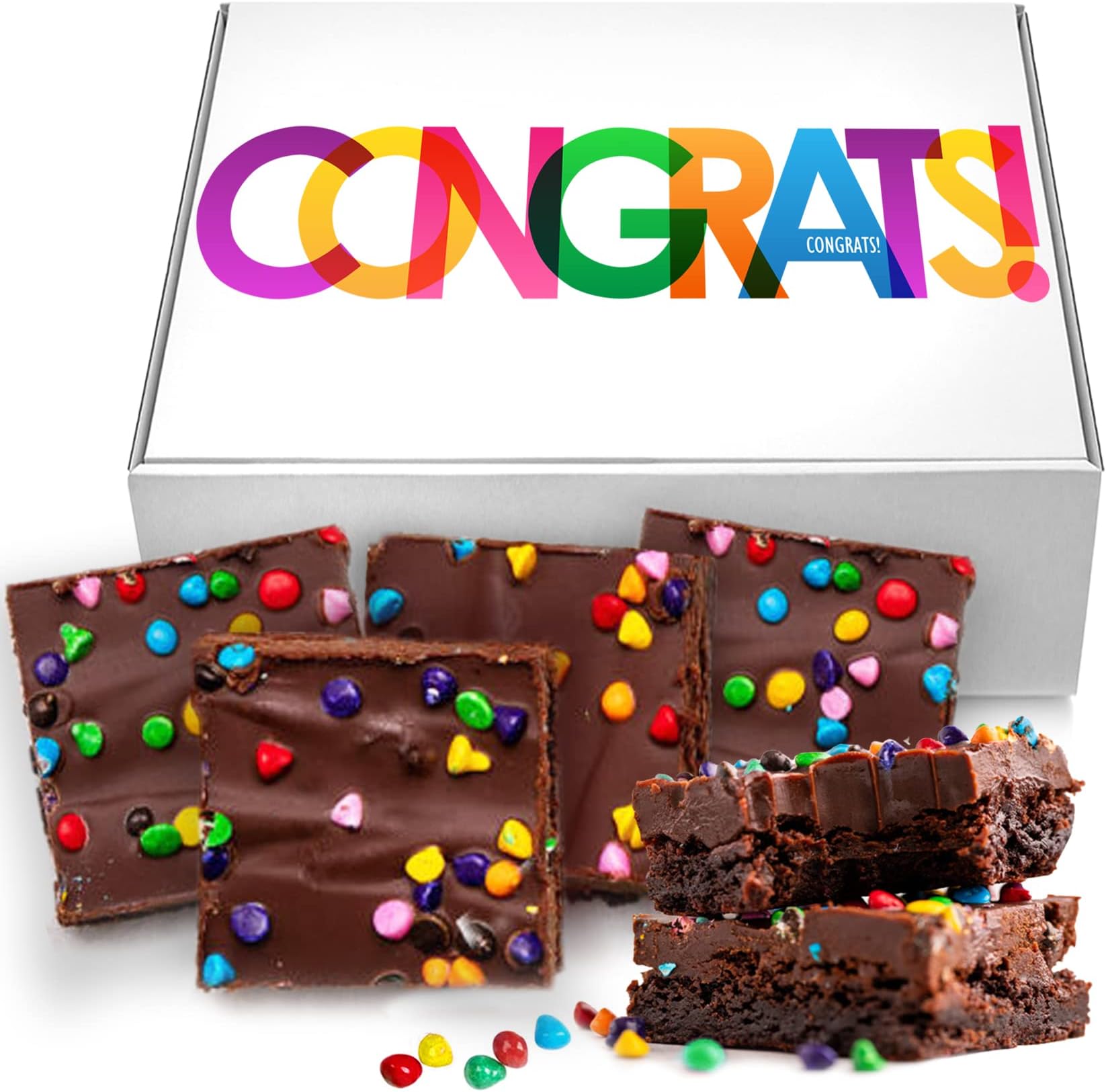 Congrats Brownies Gift Basket Chocolate Brownies Congratulations Large Food Gift Individually Wrapped For Men Women Package | Nut Free | Kosher