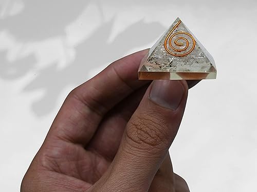 Miniatura 4 de Pirámide de orgón pequeña de cuarzo transparente para protección, protección de energía negativa y rejilla de cristal, pirámide de bricolaje para