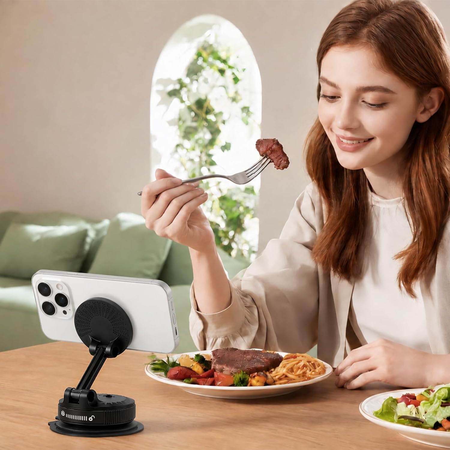Magnetic Phone Holder Versatile Use for Desk Shower Kitchen Mirror image 3