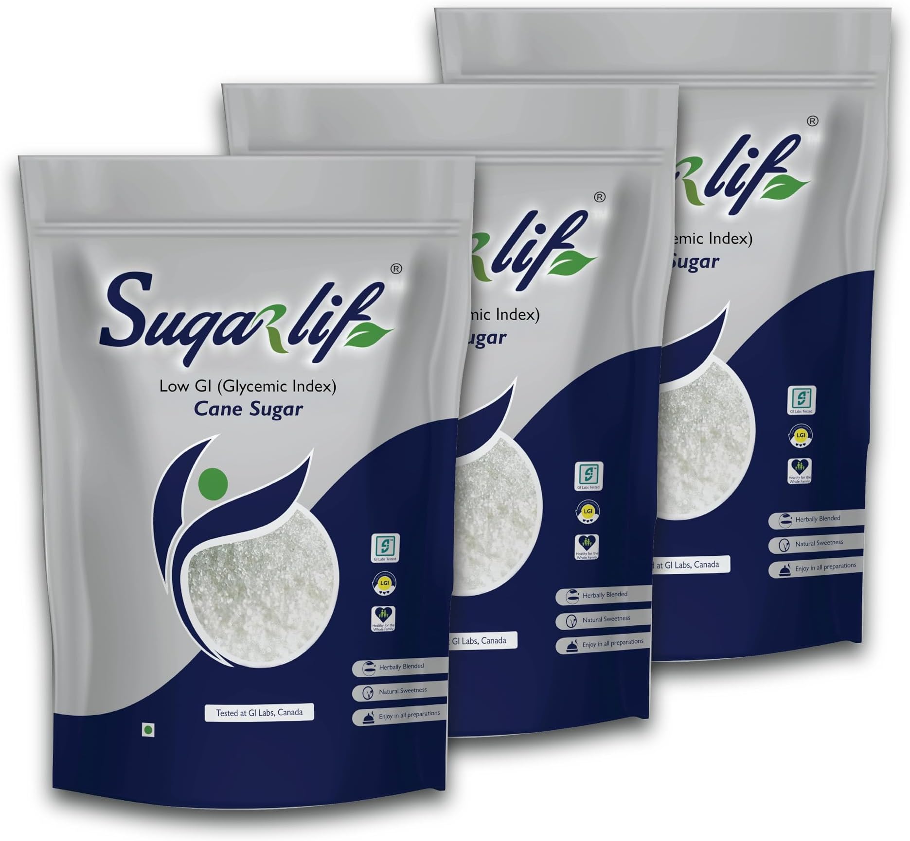 - LOW GI Sugar- Orignal Product of Dr. C K Nandagopalan - Herbal Cane Sugar-Free From Chemicals, Artificial Sweetener Substitute Low Glycemic Index (1 Kg) - (Pack of 3)
