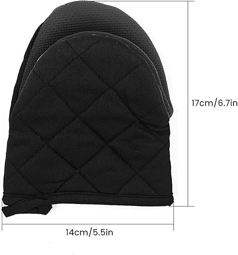 Miniatura 8 de Manoplas de horno de neopreno, paquete de 2 guantes cortos para horno resistentes al calor de 500 grados para proteger las manos con superficies de