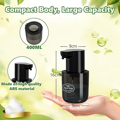 Miniatura 7 de Dispensador de jabón automático montado en la pared de 13.5 oz13.5 fl oz, dispensador de jabón espumoso recargable sin contacto para plato de mano,