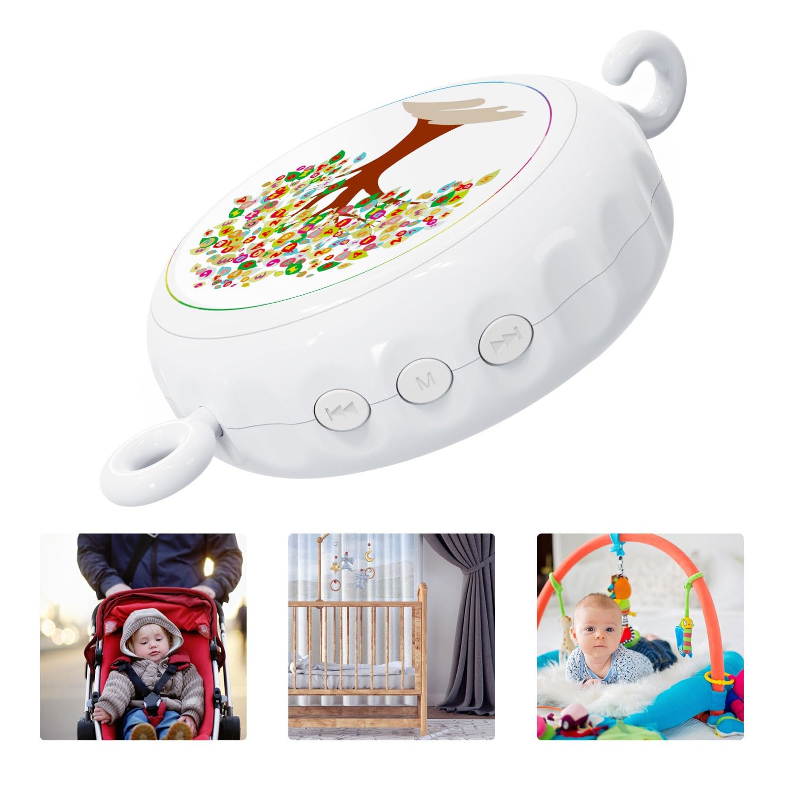 Baby Bells and Frame Arm Bracket Baby Musical Crib Toy 24 Songs Move Battery Operated Music Box