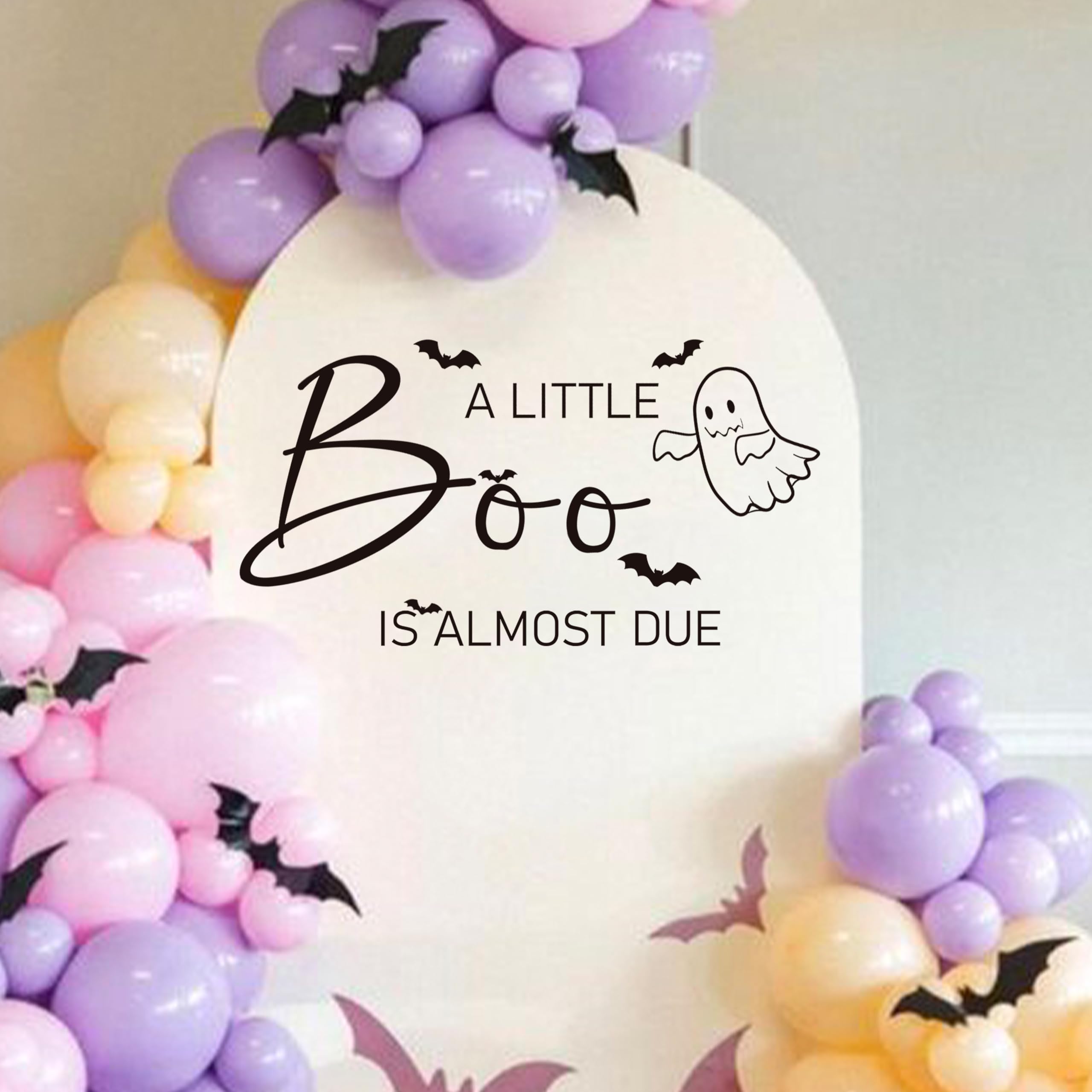 Gostman Naklejka 'A Little Boo is Almost Due – Halloween balon łuk kalkomania na baby shower, 'A Little Boo is Almost Due Party' dekoracja, upiorne dziecko ujawnia płeć impreza dekoracja (naklejka