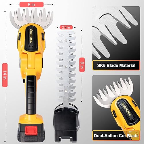 Miniatura 6 de SCHTUMPA Tijeras de césped inalámbricas de 1260 RPM para batería Makita de 18 V, recortadora de setos inalámbrica 2 en 1, recortadora de césped de
