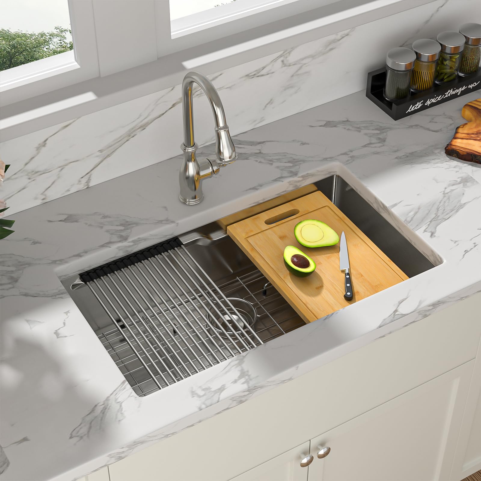 Sarlai 33 Farmhouse Sink Double Bowl - 33x22 Inch Farmhouse