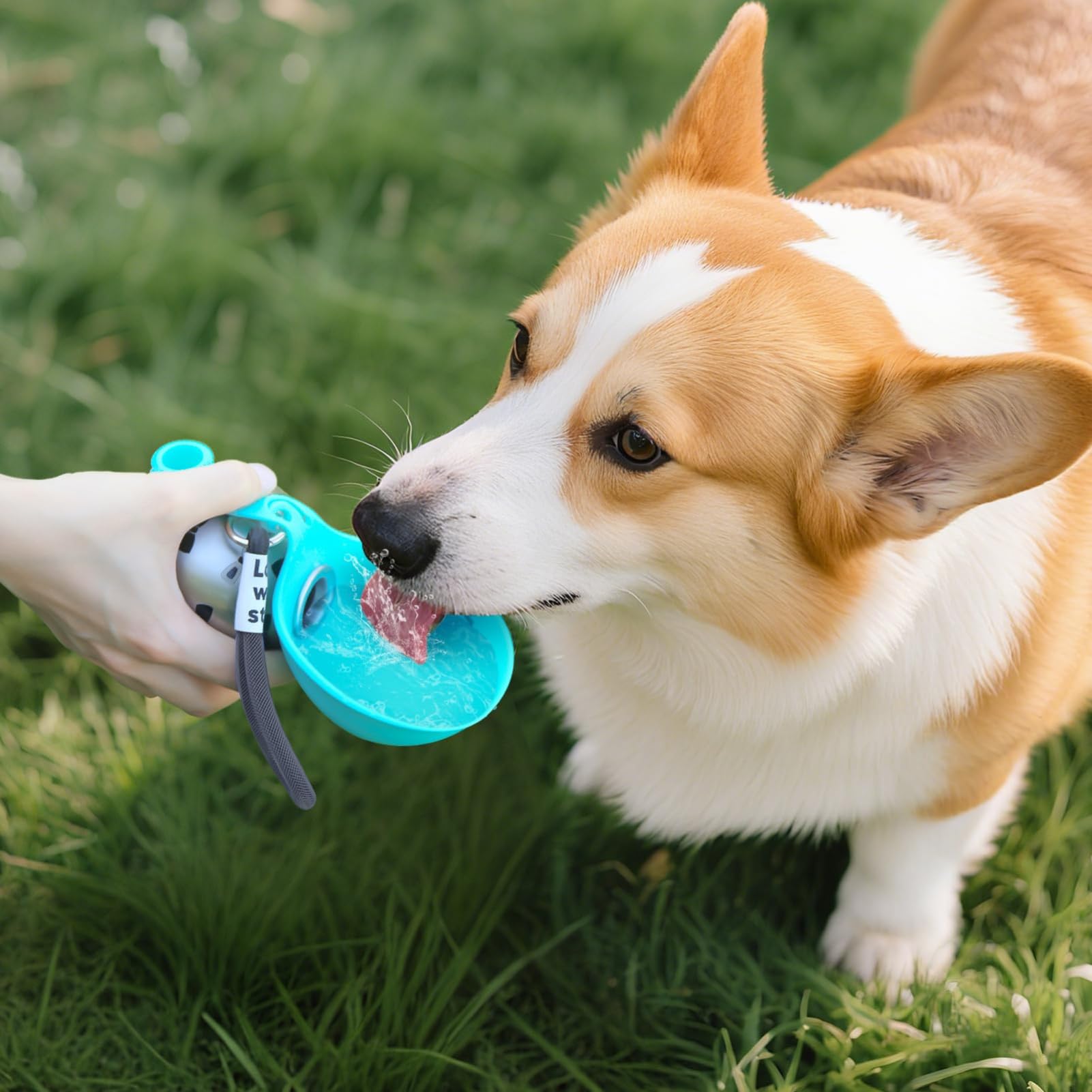 Trinkflasche Hunde für Unterwegs, 285 ml Edelstahl Hunde Trinkflasche mit Faltbarem Silikonnapf, Auslaufsichere & Kompakte Hundetrinkflasche für Spaziergänge, Wanderungen & Reisen (Blau) - 5