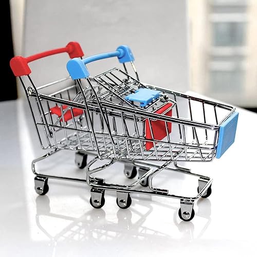 Miniatura 6 de Mini carrito de compras, carrito de supermercado, mini carrito de compras, mini juguete de almacenamiento de supermercado, adornos decorativos
