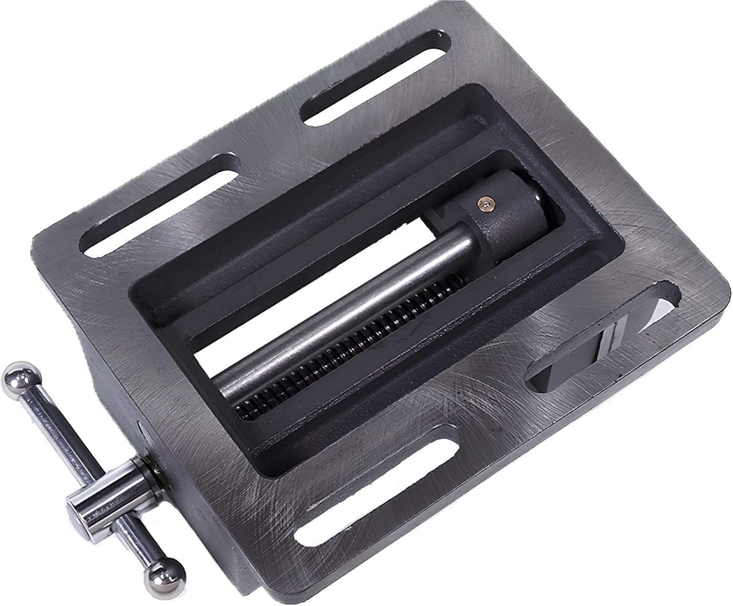 4 inch Drill Press Vise, Heavy Duty Solid Cast Iron Bench Vise, Bench Vice Drill Press Clamp with V-Groove Jaws for Precision Drilling Metalworking Woodworking