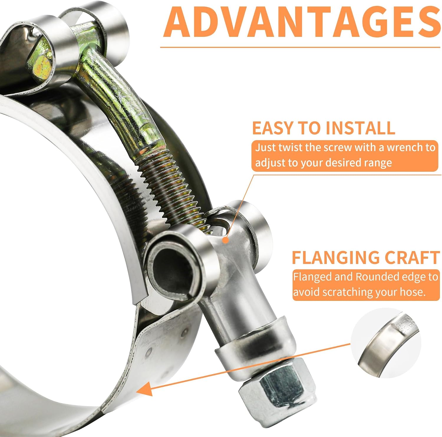 Exhaust Clamp T Bolt Hose Clamp 28-116mm Automotive Adjustable Clamp Welding Tools Tube Pipe Clamp(50-57mm)