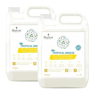 Shatras Liquid Detergent 5 Litre – Concentrated Laundry Liquid for Fabric Care, Suitable for Top-Load & Front-Load Washing Machines and Hand Wash, Pack Of -2