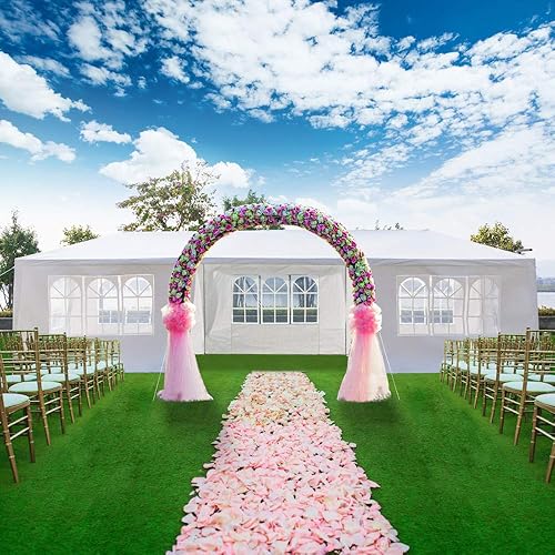 Tienda de campaña con toldo de 10 x 30 pies para fiestas al aire libre, pabellón impermeable para bodas, tienda de campaña portátil de siete lados