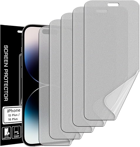 5+2 5 protectores de pantalla de película de TPU antirreflejos (mate) + 2 protectores de lente compatibles con iPhone 15 Plus 5G 2023 protector de