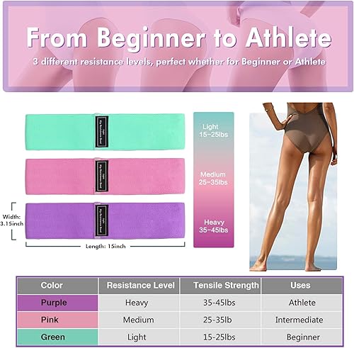 Miniatura 3 de Bandas resistentes al botín bandas de ejercicio para mujeres bandas de resistencia para entrenamiento de fuerza de yoga para piernas y glúteos