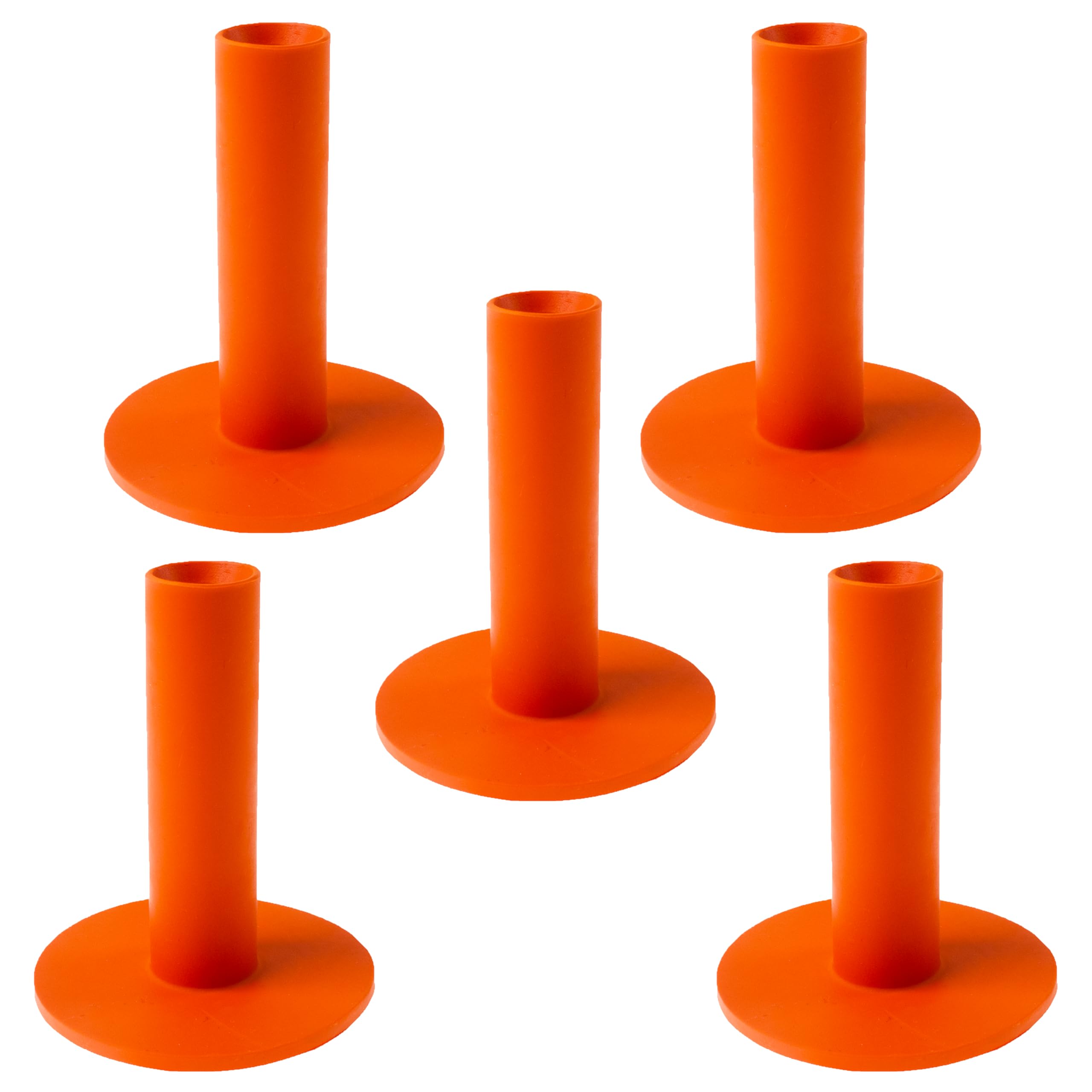 ECADDIE Rubber Golf Tees - Suitable for Driver, Fairway Woods and Irons (Orange - 70mm (Pack of 5))