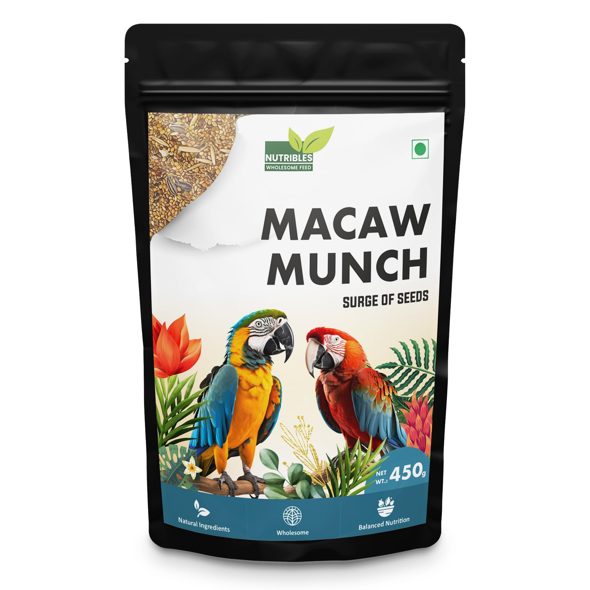 Nutribles Macaw Munch- 450GMS | with 14 Natural Seeds Mix | Surge of Seeds for Macaw Parrot | Supports Mental & Physical Stimulation | Prevents Overgrowth | for Macaws and Other Parrots (B0CP5QYWS8) Amazon Price History, Amazon Price Tracker