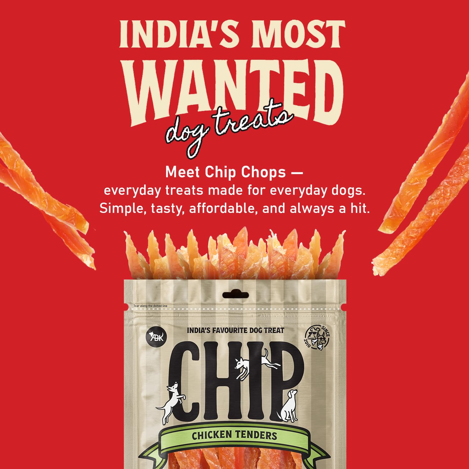 Chip Chops Dog Treat, 70g, Tasty & Nutritious Dog Snack (Tender Chicken, Pack of 1)