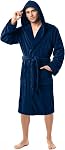 NY Threads Robe de bain à capuche en peluche longue pour hommes