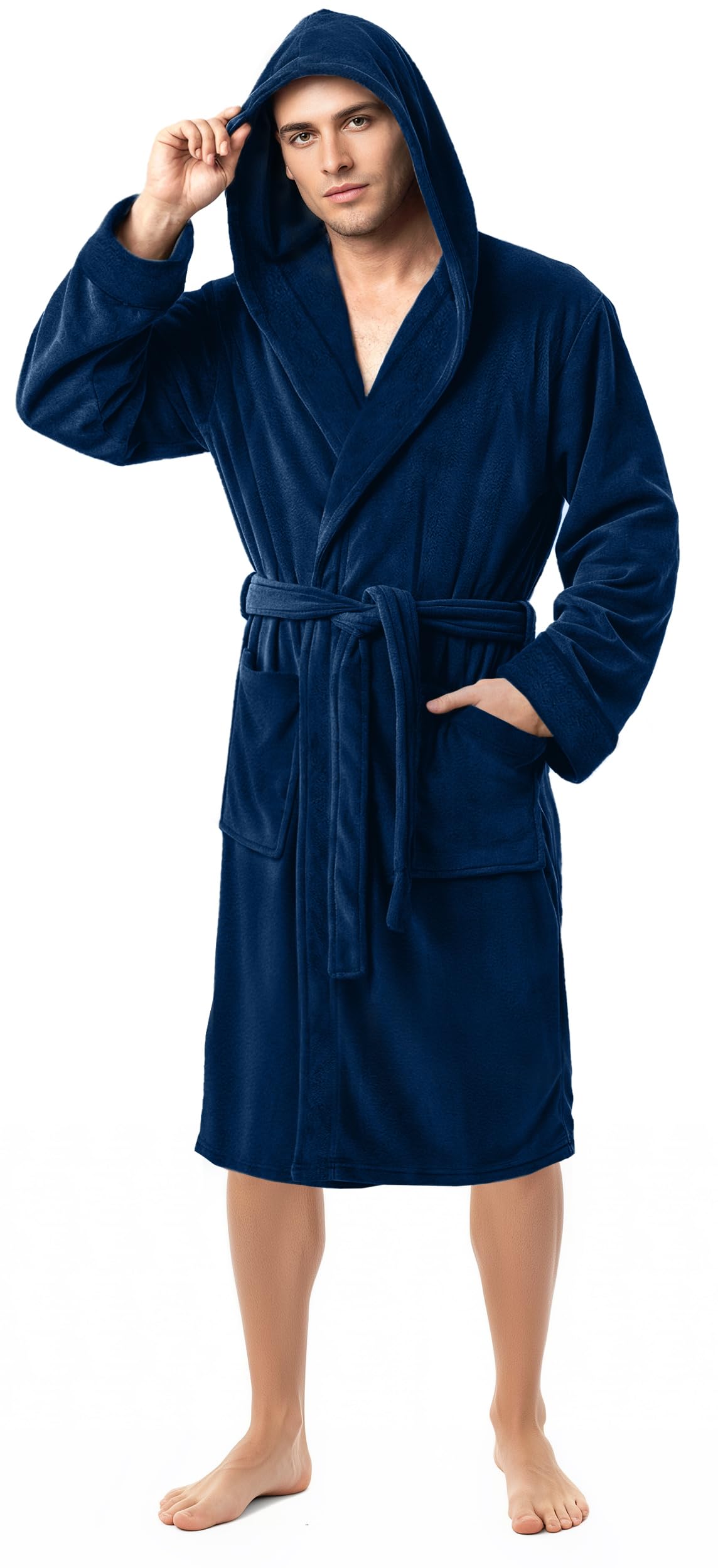NY Threads Vestaglia da uomo con cappuccio, morbida e soffice per il sonno e il relax